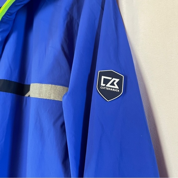 CUTTER & BUCK Men's Breaker Sport Stretch Jacket Blue Size Medium Golf UPF Hood - Picture 9 of 12